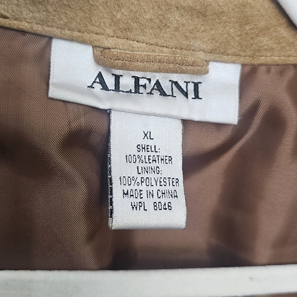 Alfani Womans Light Brown Suede Leather Jacket XL - Picture 6 of 8